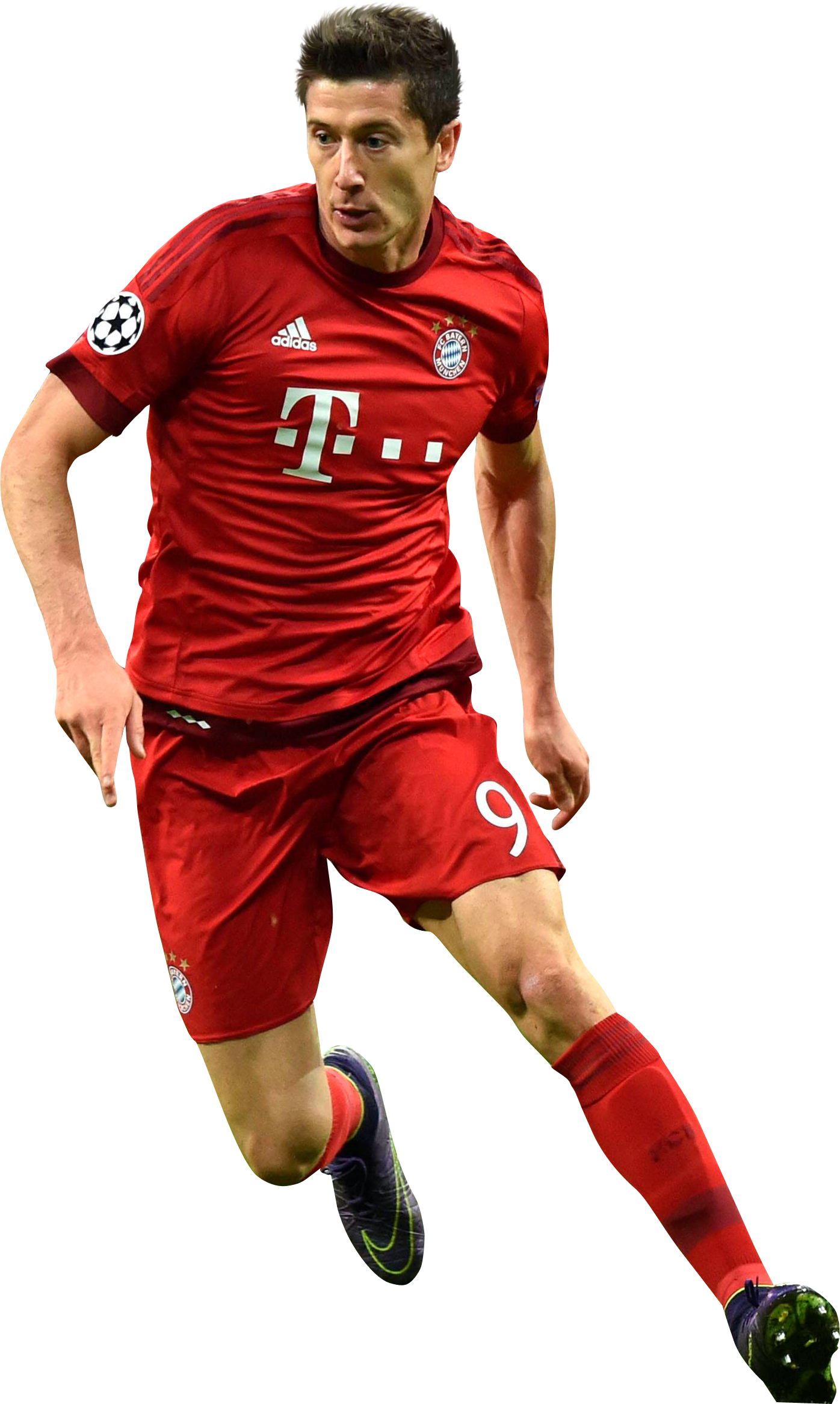Soccer Playerin Action Red Kit PNG with transparent background