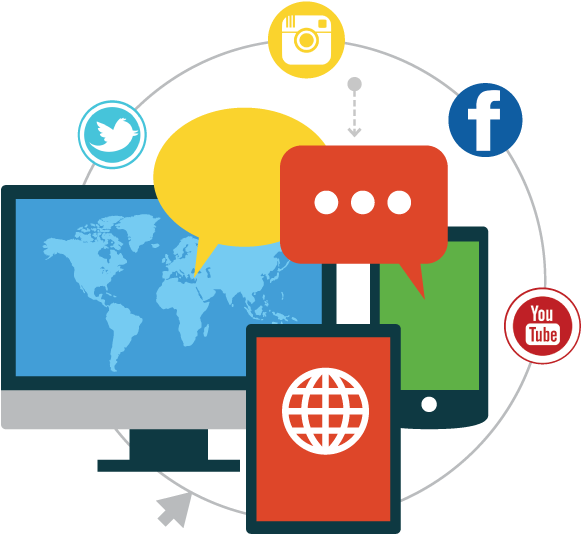 Social Media Connectivity Illustration PNG with transparent background