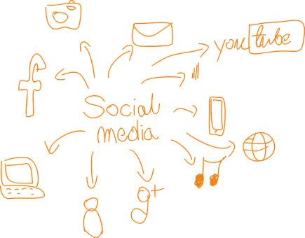 Social Media Connectivity Sketch PNG with transparent background