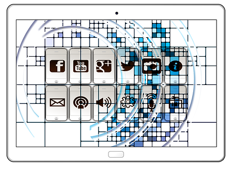 Social Media Connectivity Tablet PNG with transparent background