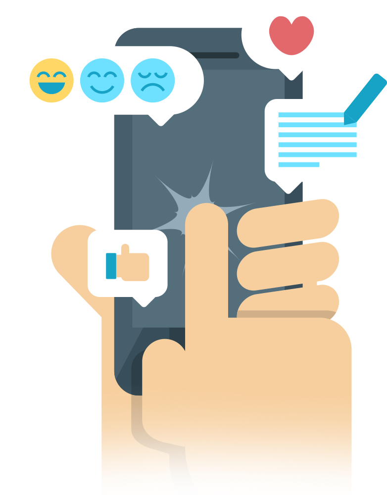 Social Media Engagement Illustration PNG with transparent background