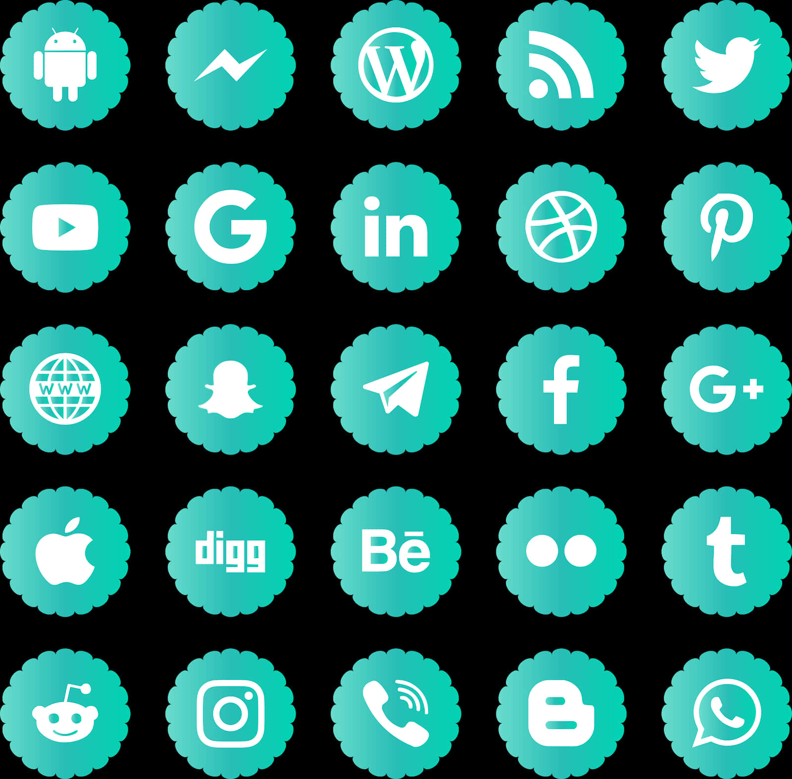 Social Media Icons Collection PNG image with a transparent background, free high-resolution download