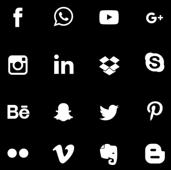 Social Media Icons Collection Black Background PNG image with a transparent background, free high-resolution download