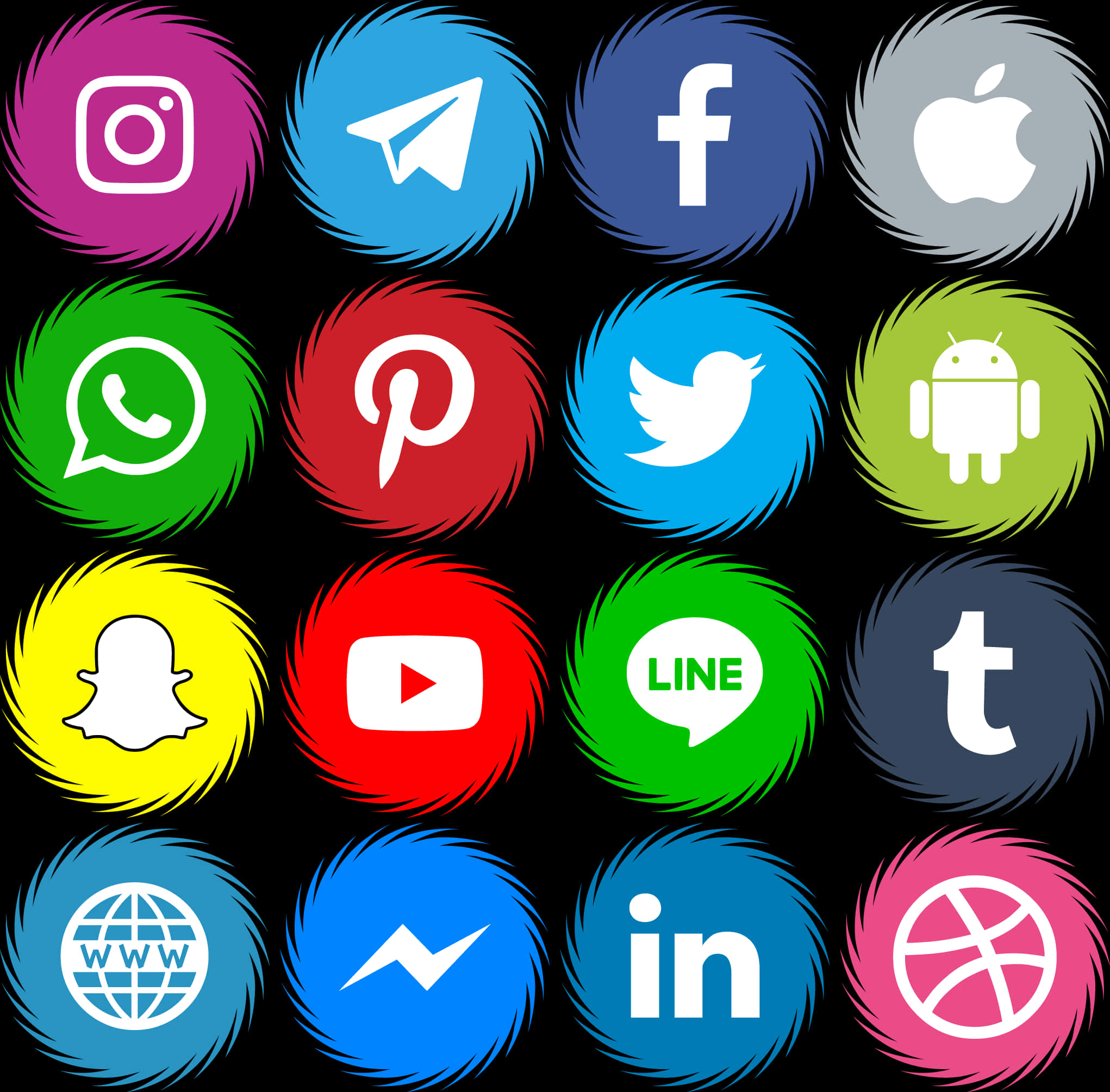 Social Media Icons Collection PNG image with a transparent background, free high-resolution download