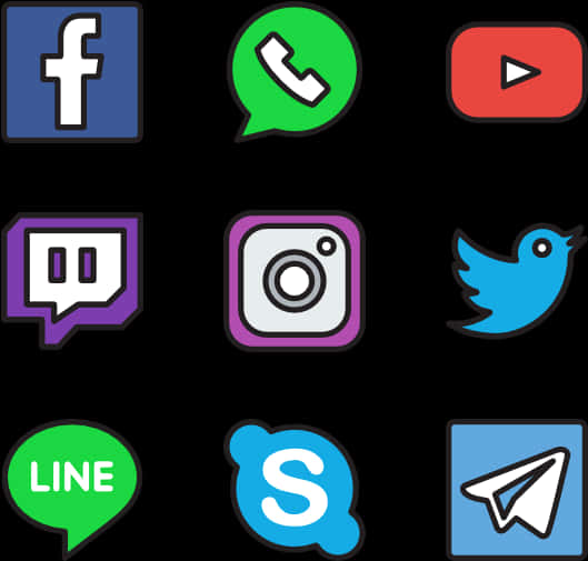 Social Media Icons Collection PNG image with a transparent background, free high-resolution download