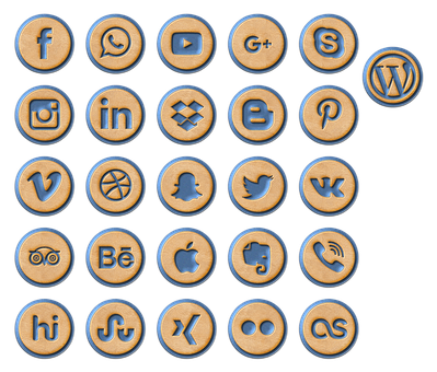 Social Media Icons Cookie Style PNG with transparent background