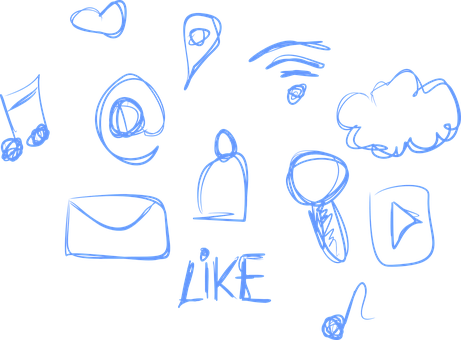 Social Media Icons Sketch PNG with transparent background