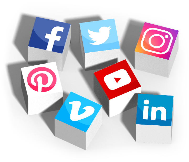 Social Media Icons3 D Blocks PNG with transparent background