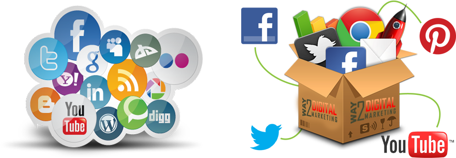Social Media Iconsand Digital Marketing Concept PNG with transparent background