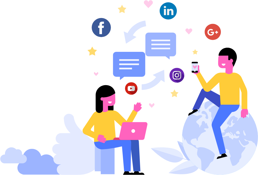 Social Media Interaction Concept PNG with transparent background