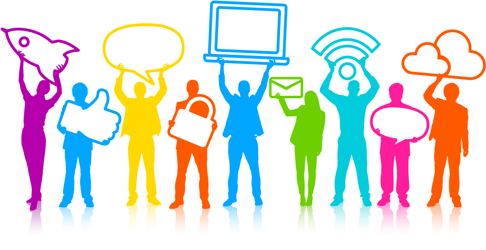 Social Media Interaction Silhouettes PNG with transparent background