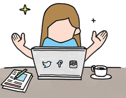 Social Media Management Cartoon PNG with transparent background