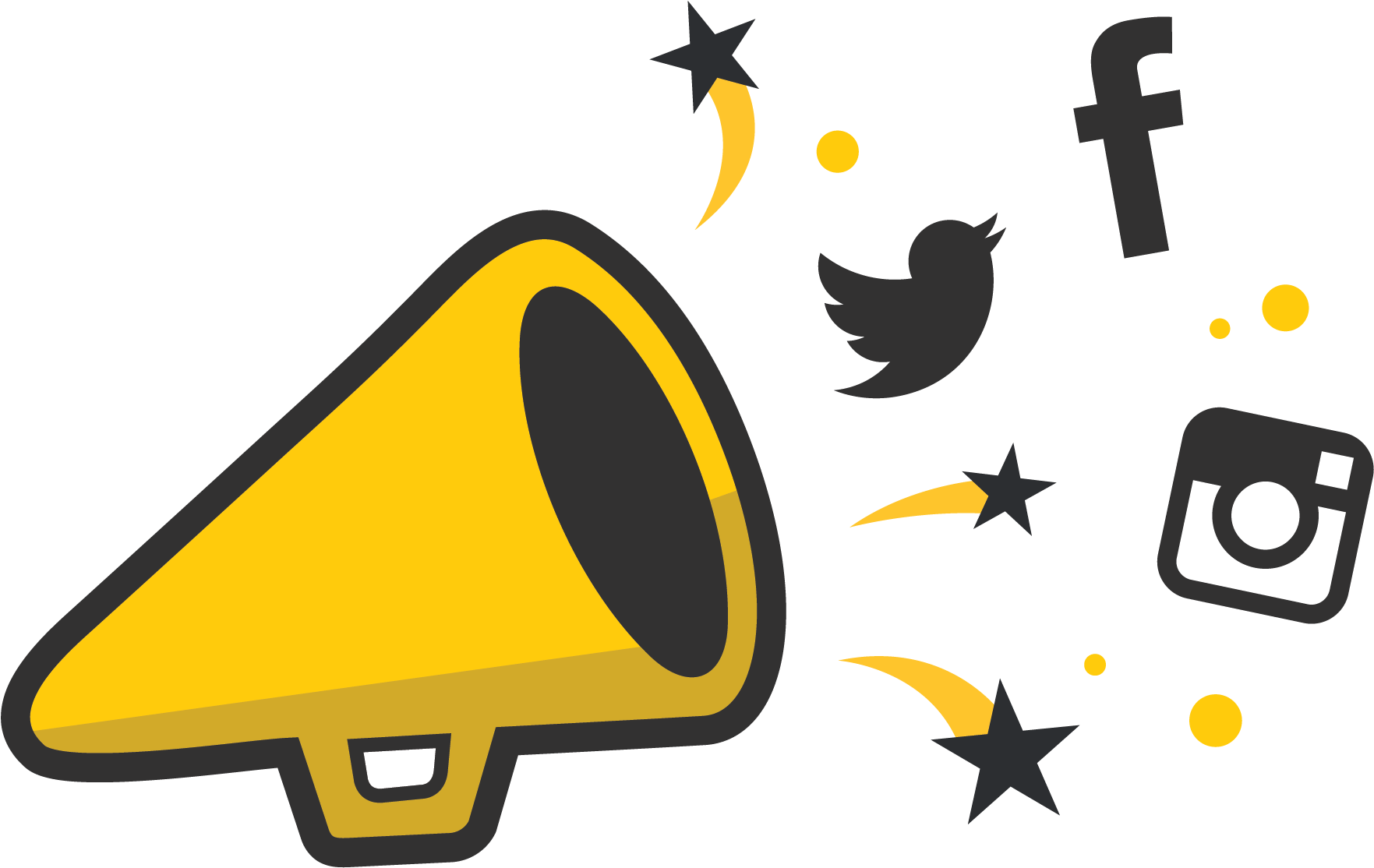 Social Media Megaphone Graphic PNG with transparent background