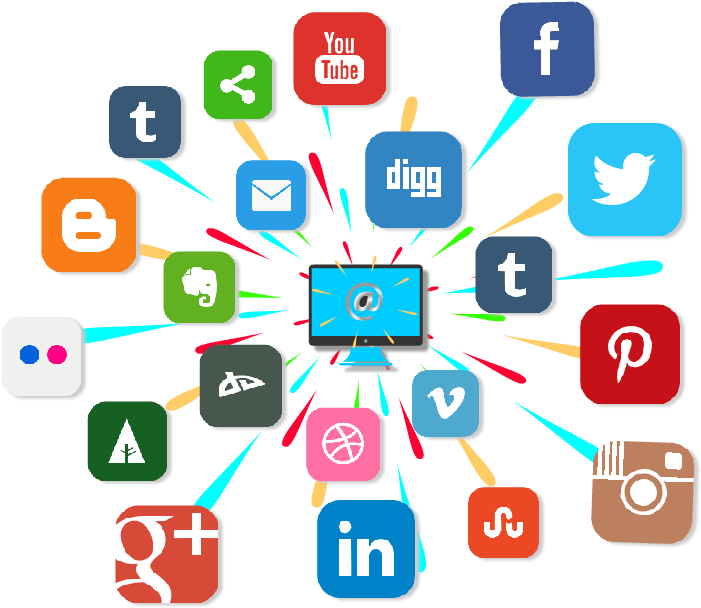 Social Media Network Connections PNG with transparent background