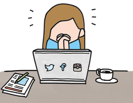 Social Media Overwhelm Cartoon PNG with transparent background