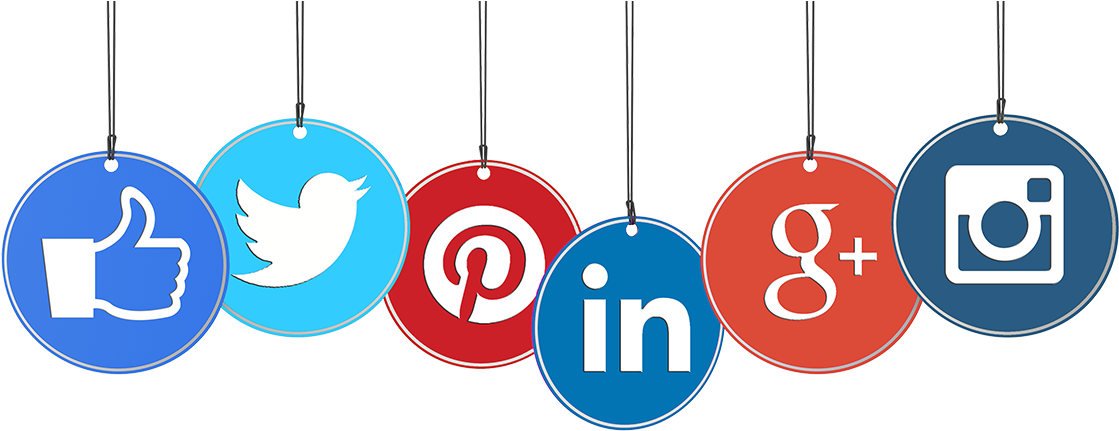 Social Media Platform Icons Hanging Signs PNG with transparent background