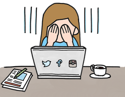 Social Media Stress Illustration PNG with transparent background