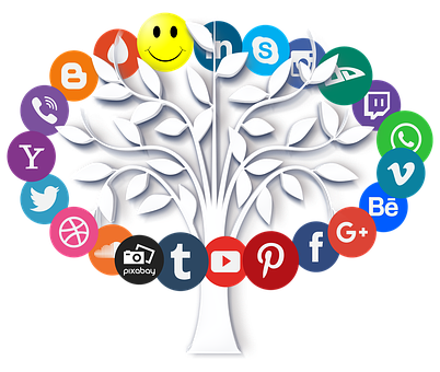 Social Media Tree Concept PNG with transparent background