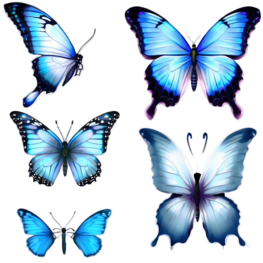 Soft Blue Butterflies Png 06132024