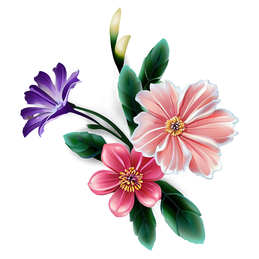 Soft Color Corner Flower Png 06272024