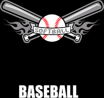 Softball Baseball Crossed Bats Graphic PNG with transparent background