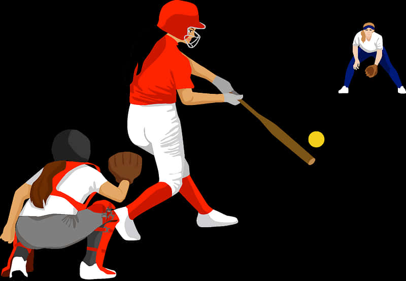 Softball Batter Hitting Ball PNG with transparent background