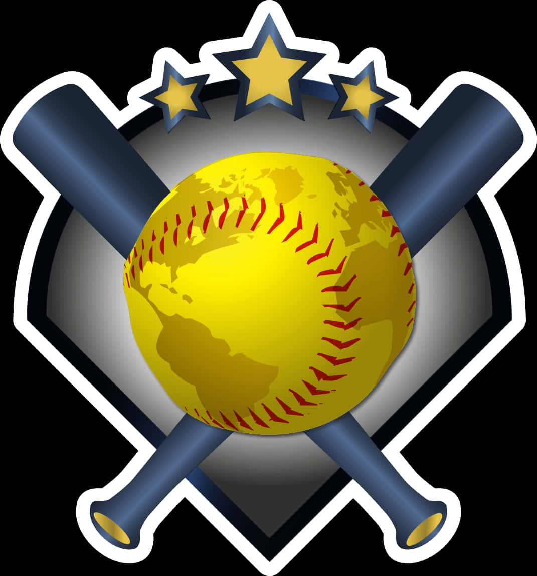 Softball Emblemwith Crossed Bats PNG with transparent background