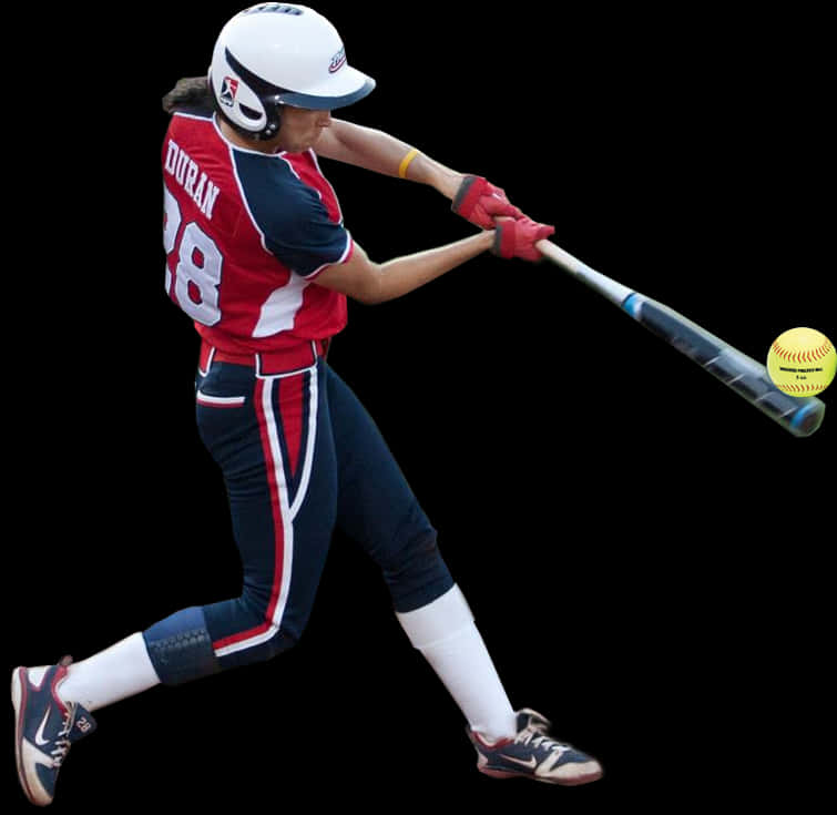 Softball_ Player_ Swinging_ Bat PNG with transparent background