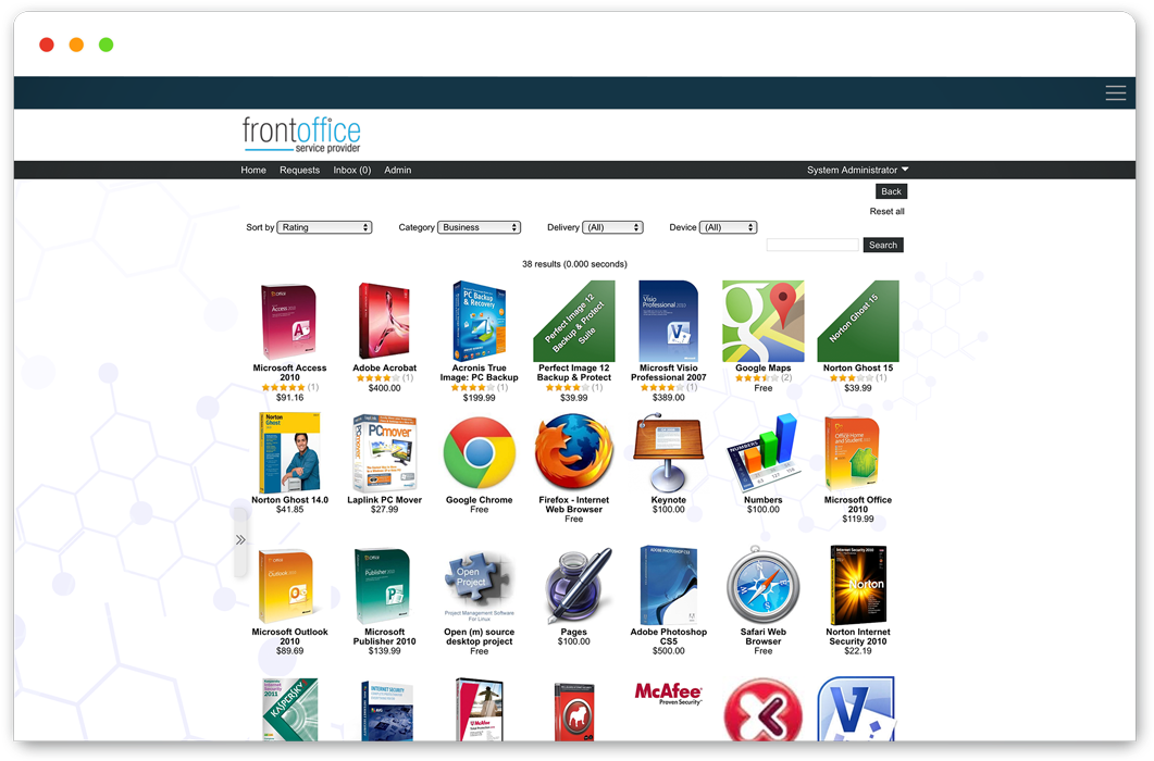 Software Marketplace Interface