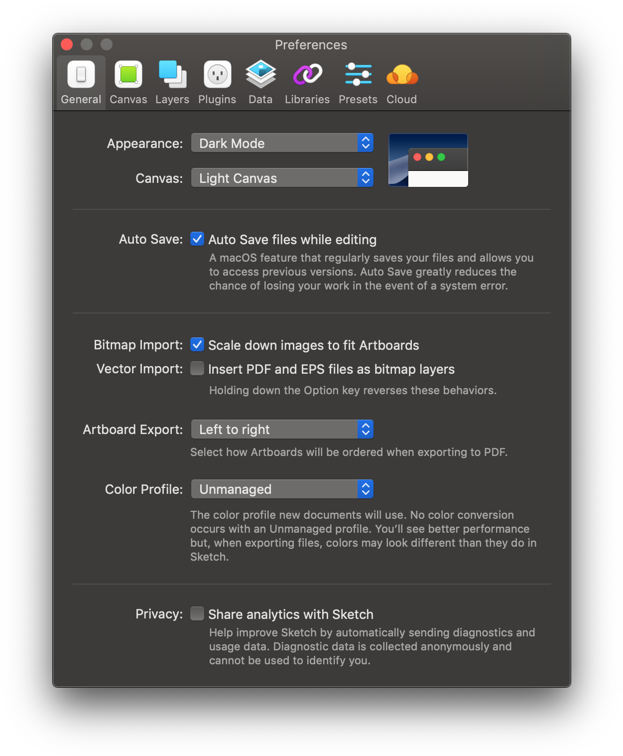 Software Preferences Dialog Dark Mode PNG with transparent background