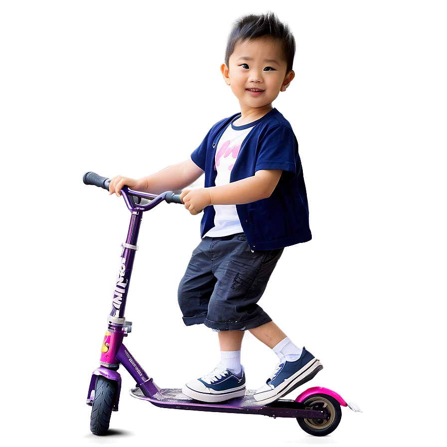 Son Riding Scooter Png 7