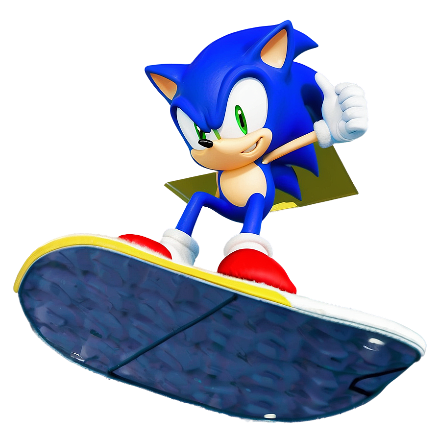 Sonic Snowboarding Downhill PNG 2 PNG with transparent background