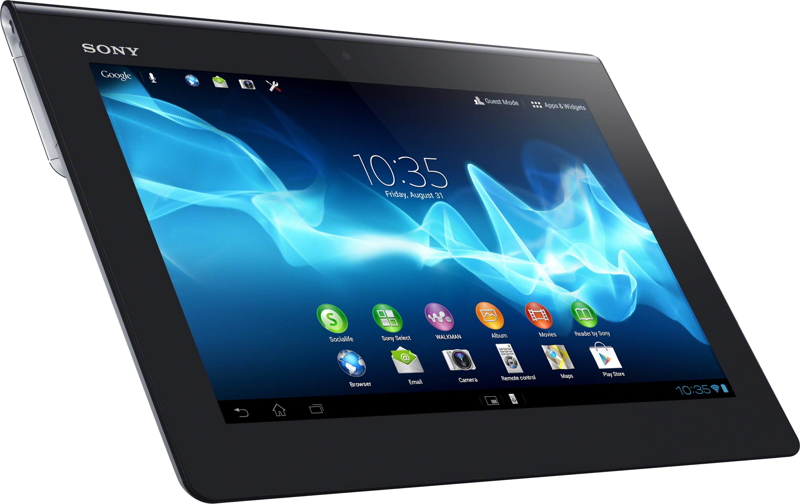 Sony Tablet Angled View PNG with transparent background