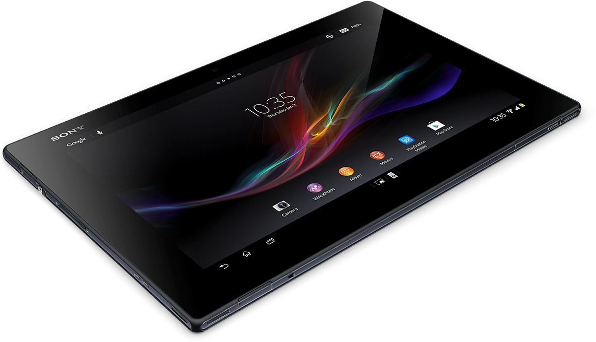 Sony Tablet Angled View PNG with transparent background