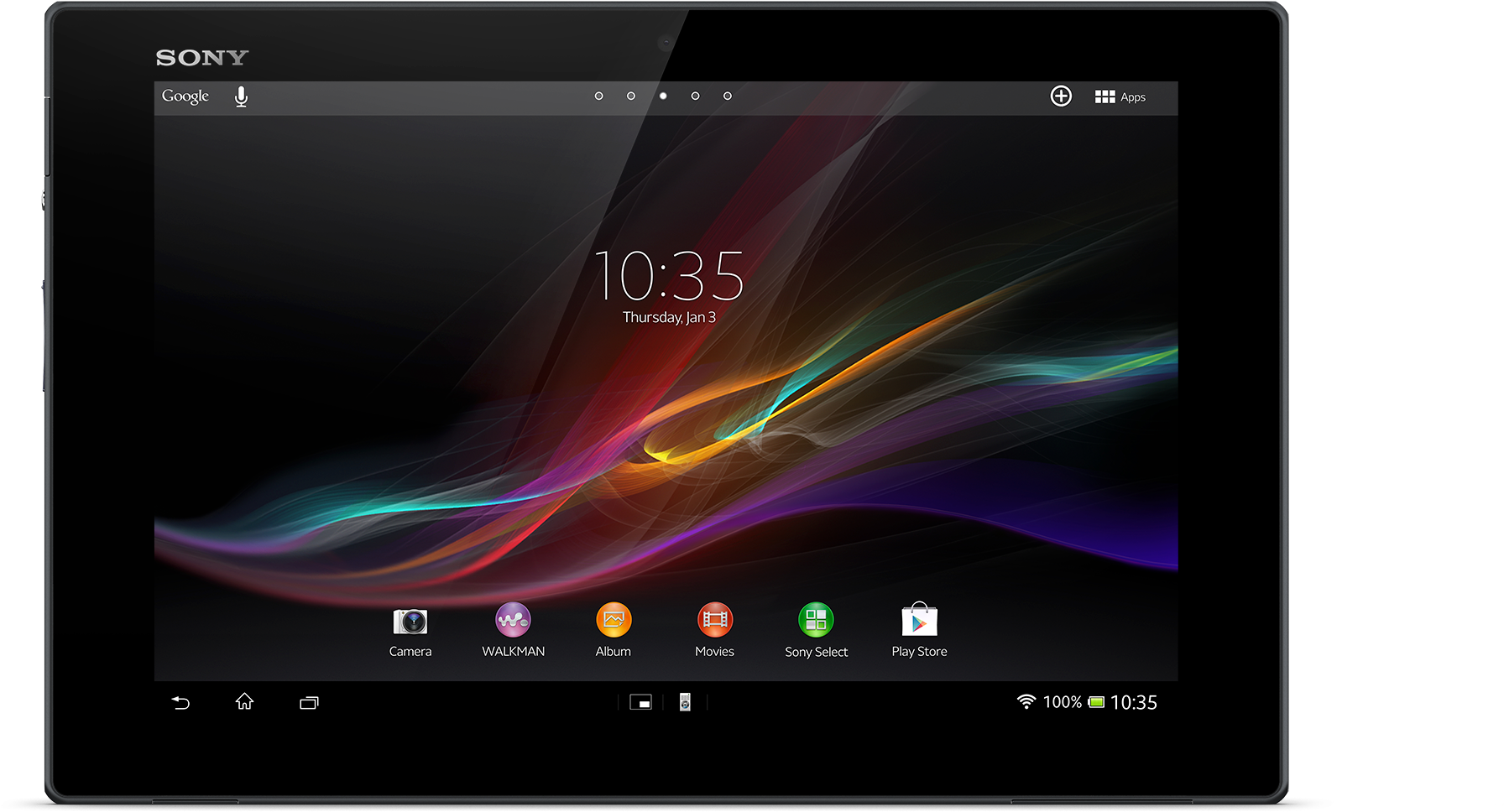Sony Tablet Front Viewwith Colorful Display PNG with transparent background