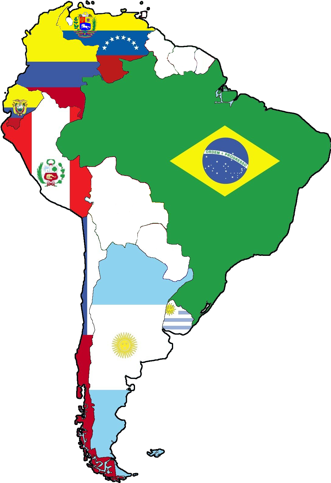 South America Mapwith Flags