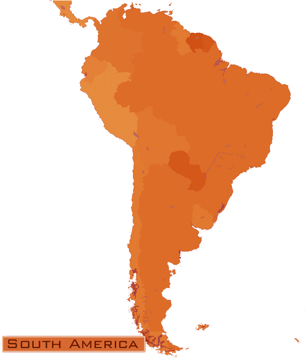 South America Orange Map PNG with transparent background