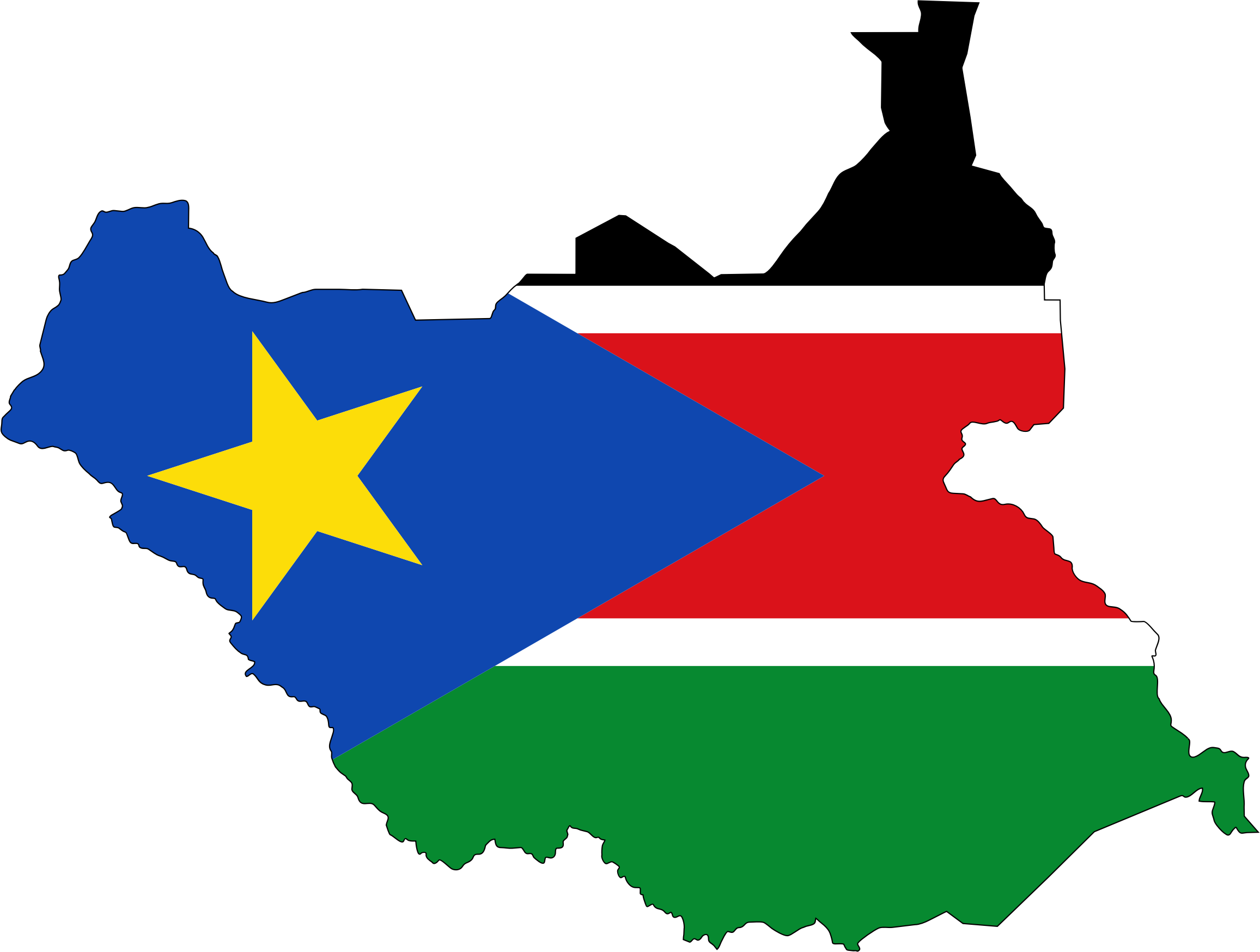 South Sudan Flag Map With Stroke Clip Arts - South Sudan Country Flag, HD Png Download PNG with transparent background