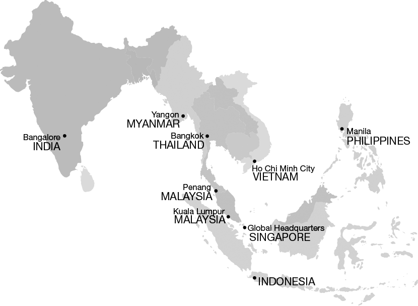 Southeast Asia Mapwith Key Cities PNG with transparent background
