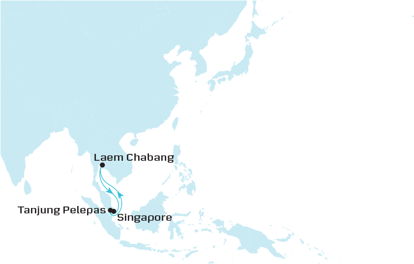 Southeast Asia Shipping Routes Map PNG with transparent background