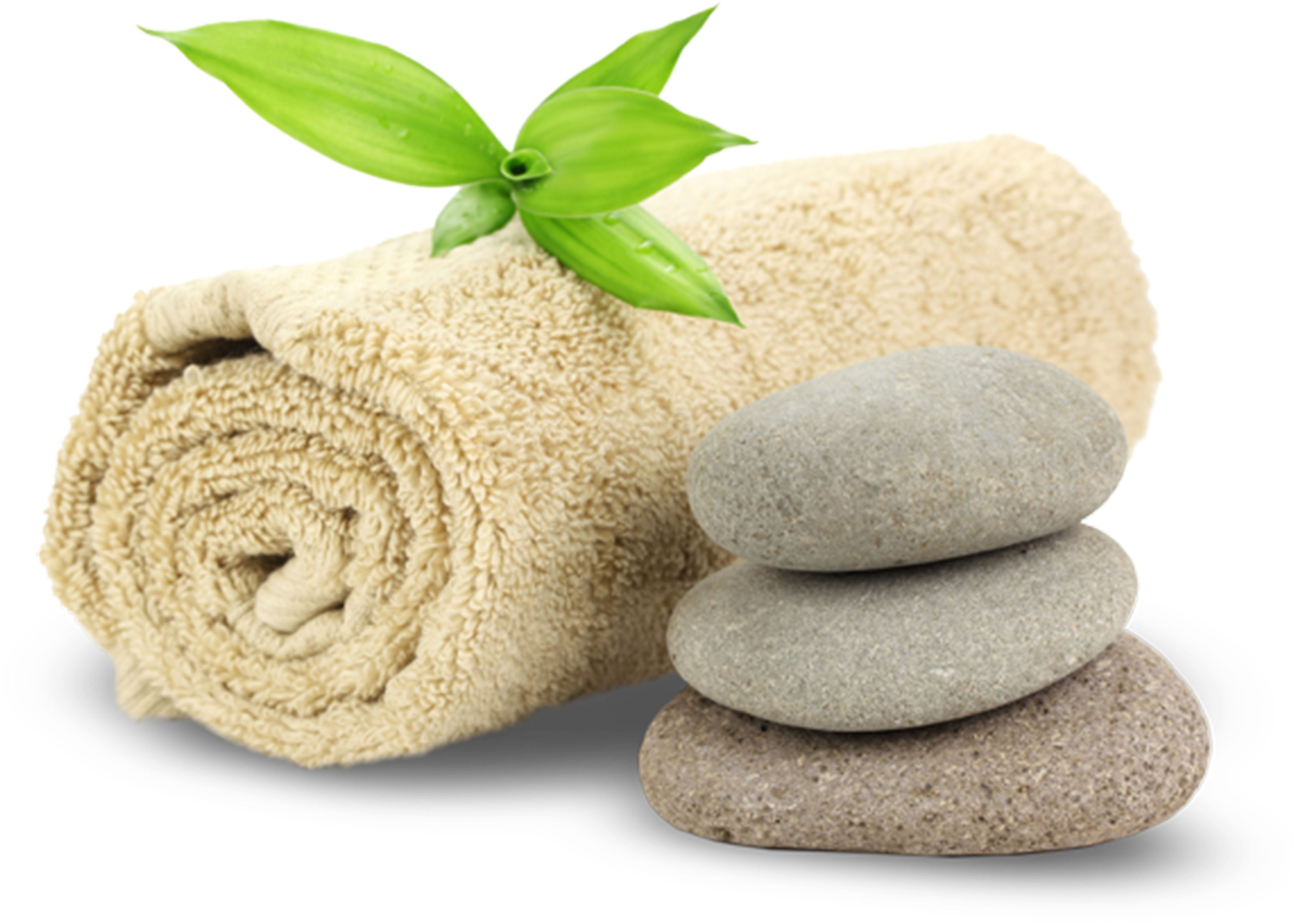 Spa Essentials Towel Stones Bamboo PNG with transparent background