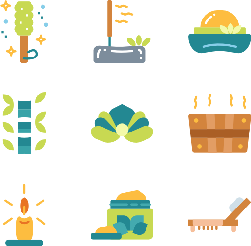 Spa Wellness Icons Set PNG with transparent background