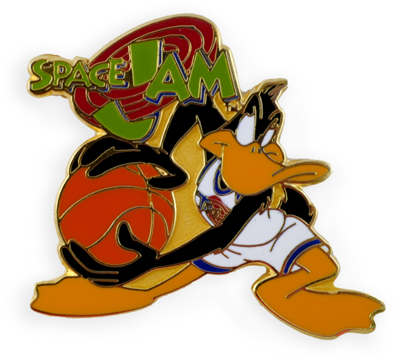 Space Jam Daffy Duck Basketball Pin PNG with transparent background