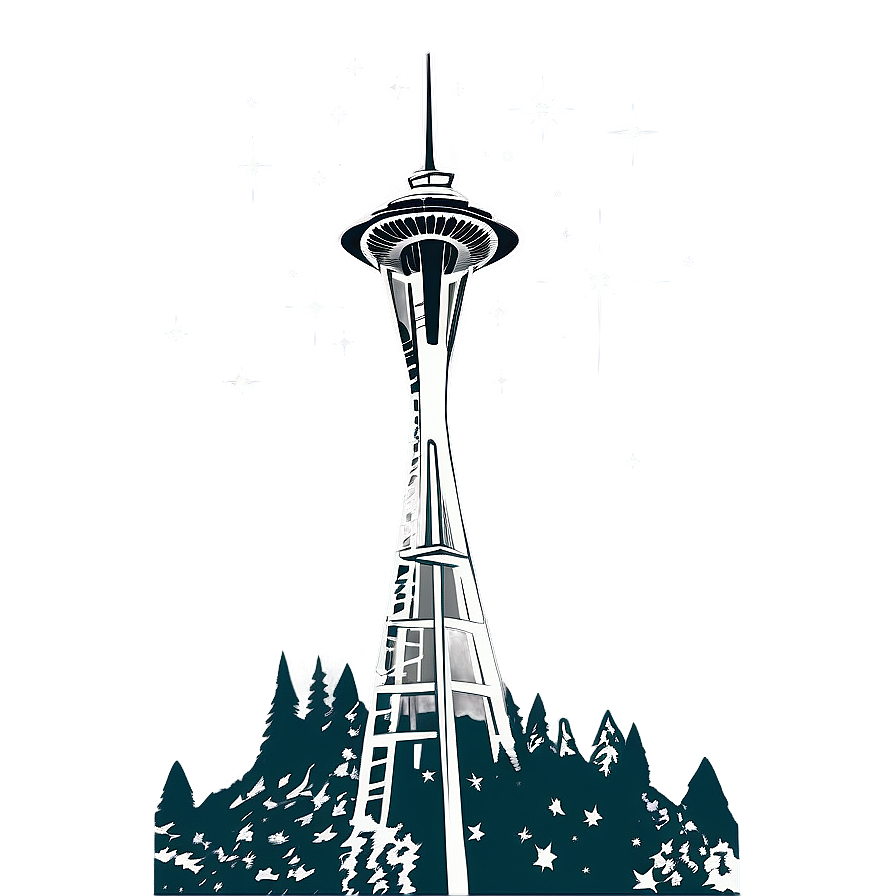 Space Needle With Stars Png Ken79