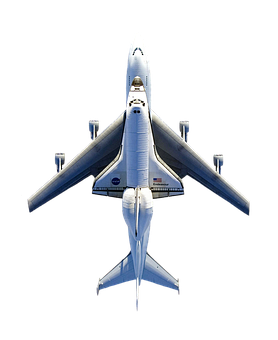 Space Shuttle Carriedby Boeing747 PNG with transparent background