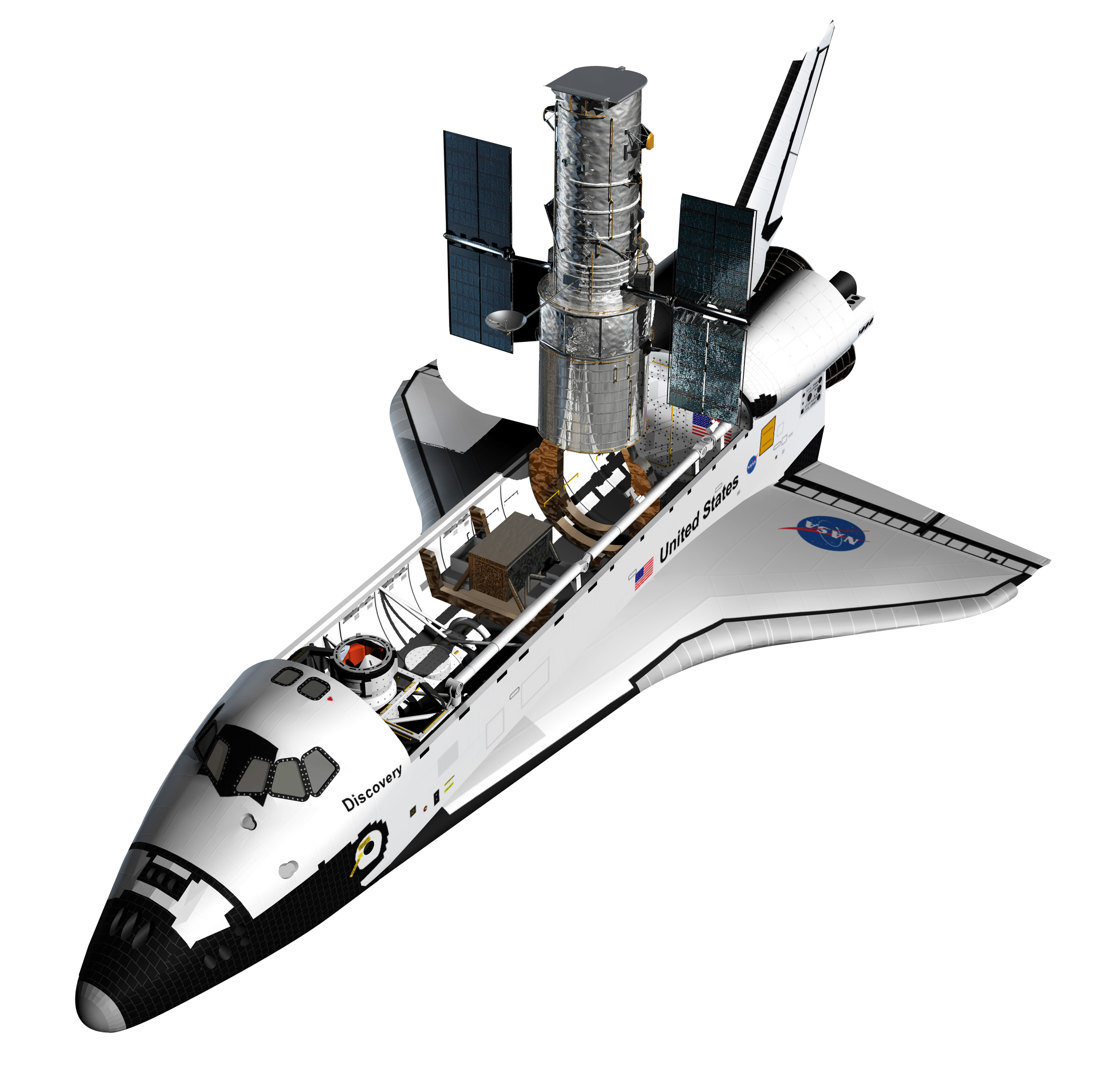 Space Shuttle Discoverywith Hubble Telescope