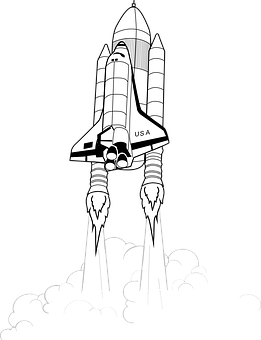 Space Shuttle Launch Illustration PNG with transparent background