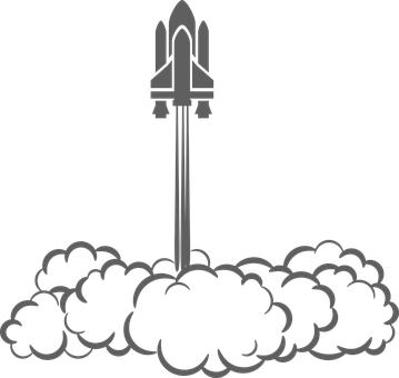 Space Shuttle Launch Silhouette PNG with transparent background