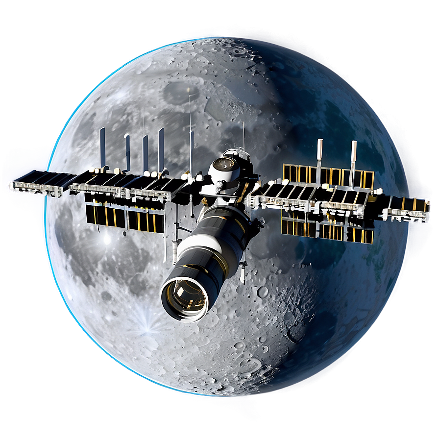 Space Station with Moon Background PNG 06132024 PNG with transparent background