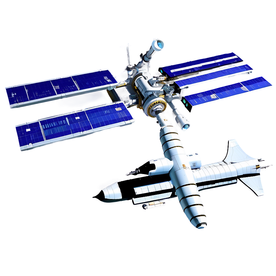 Space Station with Shuttle PNG 06132024 PNG with transparent background